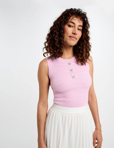 Sleeveless knitted vest top pastel pink women
