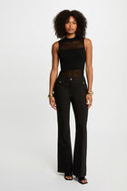 Top maille sans manches noir femme