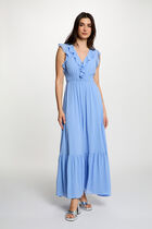 Long dress with V-neck lavender blue women