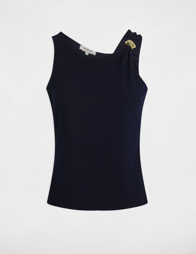 Sleeveless vest top navy blue women