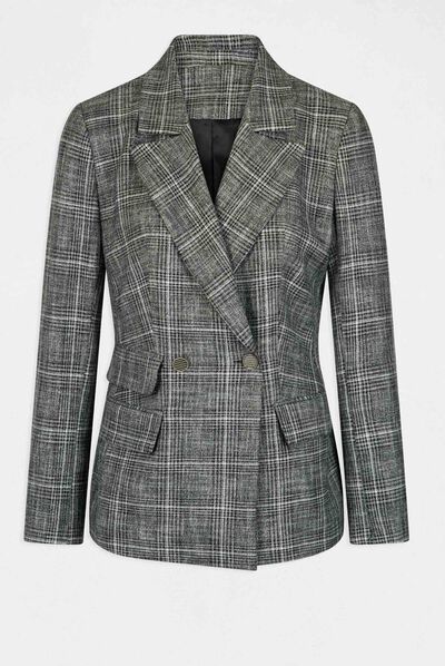 Checked straight city blazer mid-grey ladies'