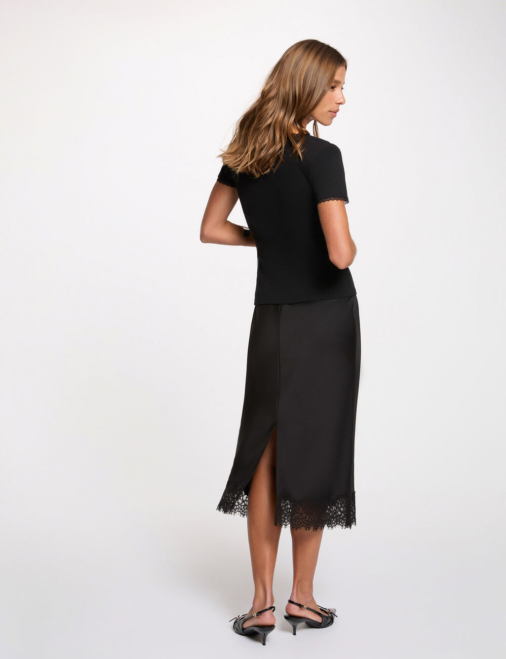 Long lace skirt black women