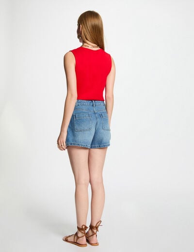 Sleeveless t-shirt red women