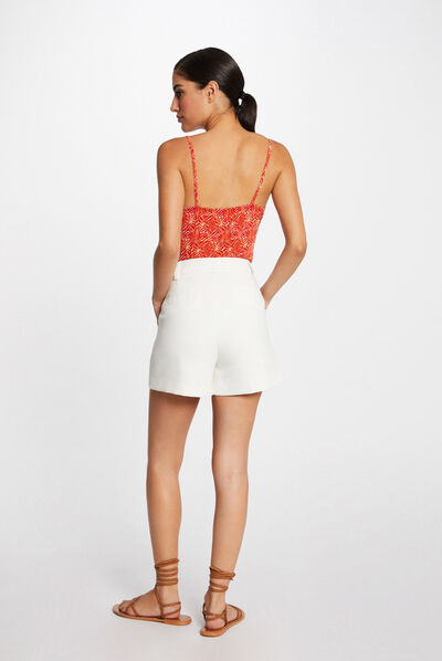 Printed vest top with thin straps orange ladies'