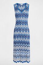 Printed midi knitted dress electric blue women