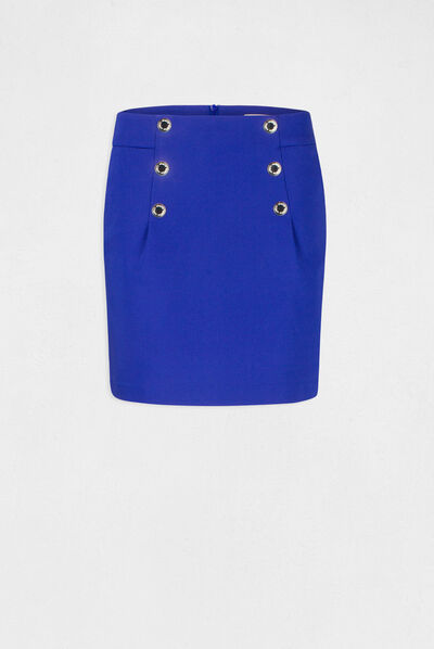 High-waisted straight skirt with buttons electric blue ladies'