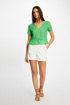 Short-sleeved t-shirt with lace green women