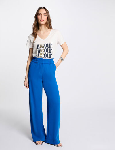 Wide leg trousers electric blue women