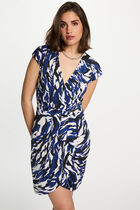 Robe courte ajustée imprimée multicolore femme