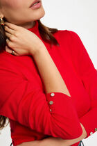 High neck sweater red women