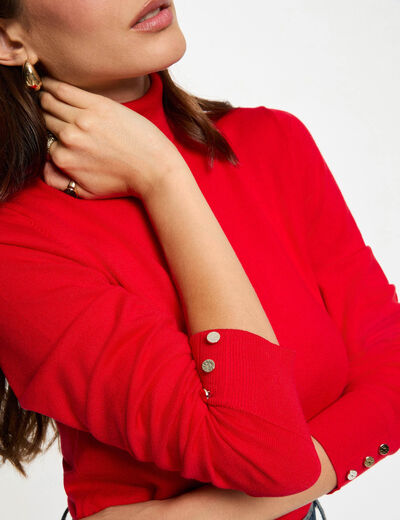 High neck sweater red women