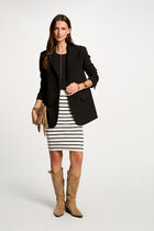 Striped tight knitted skirt ecru women