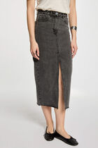 Jupe fendue en jean gris moyen femme