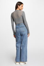 Long-sleeved jumper with high collar mid-grey women