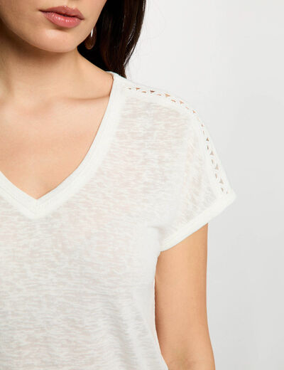 V-neck short-sleeve t-shirt white women