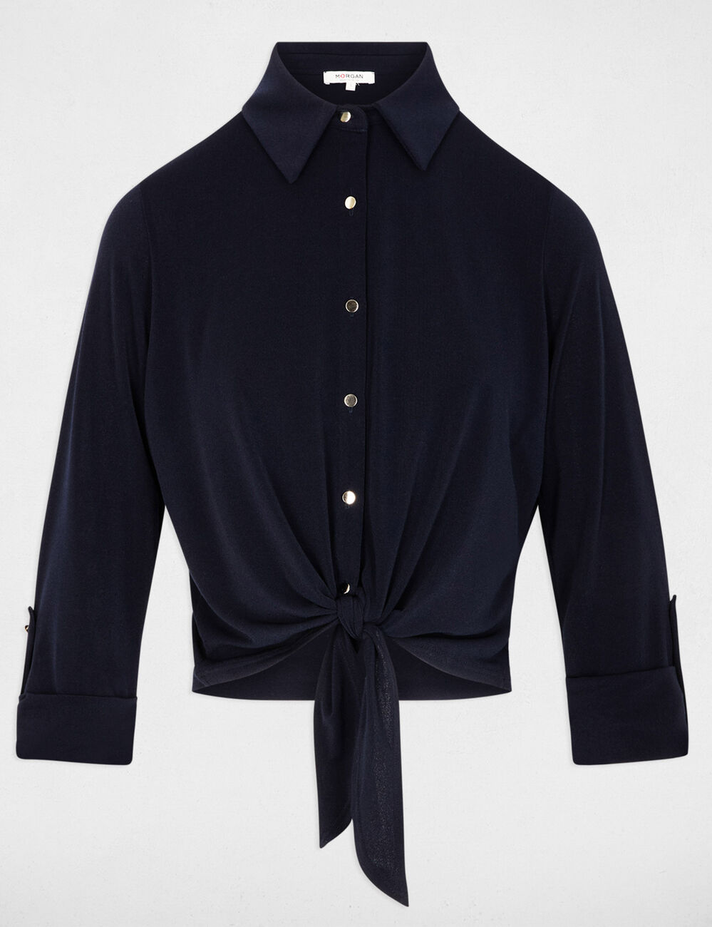 Shirt with notched collar navy blue women