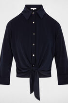 Shirt with notched collar navy blue women