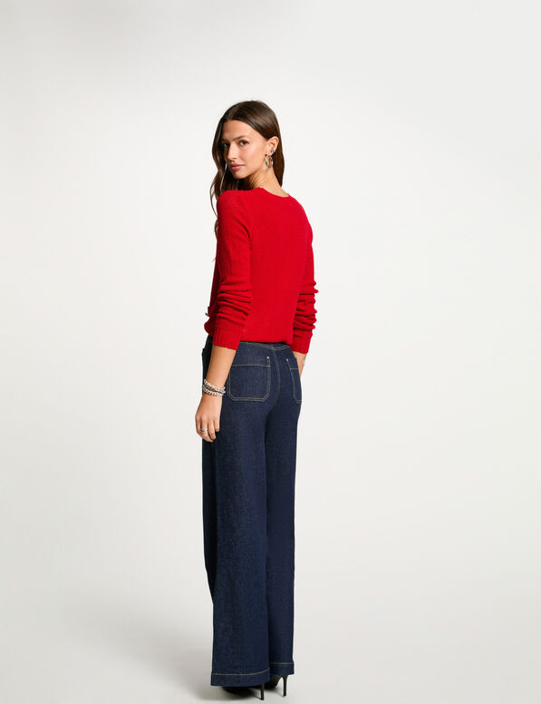 jumper openwork and round neck red women Jumper openwork and round neck red women