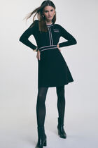 Robe tricot courte ajustée noir femme