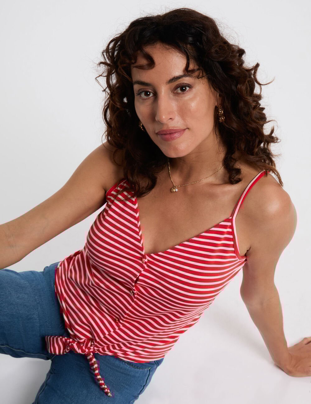 Cropped V-neck tank top white women