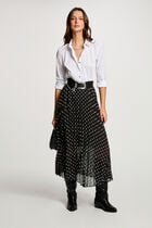 Jupe longue plissée à pois multicolore femme