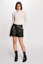 Pull col roulé ajusté rose femme