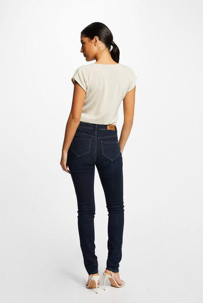 Short-sleeved t-shirt with V-neck ivory ladies'