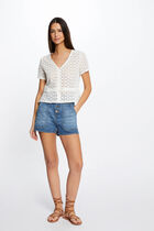 Short-sleeved t-shirt with lace ivory women