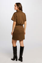 Robe courte ajustée vert kaki femme