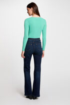 Long-sleeved jumper buttons fine knit mint green women