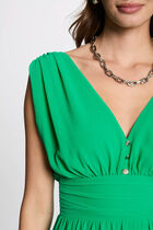 Mini loose A-line dress emerald green women