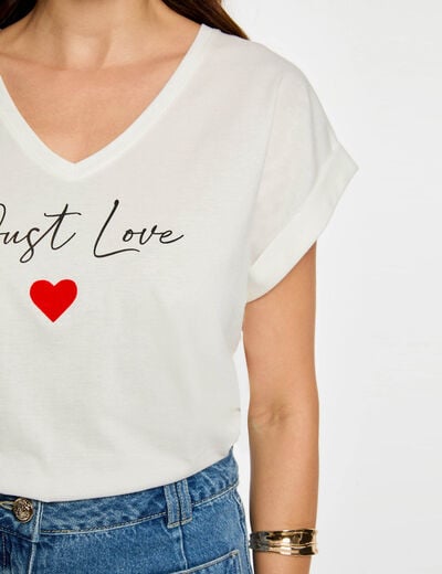 Cropped v-neck t-shirt white women