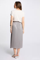Maxi pleated skirt silver color women