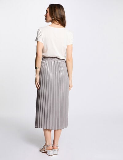 Maxi pleated skirt silver color women