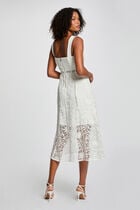 A-line midi lace dress white women
