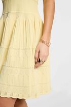 Short knit dress with V-neck pastel yellow women
