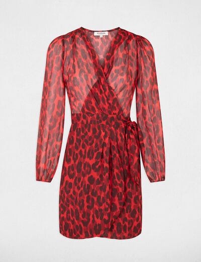 Wrap dress leopard print multico ladies'