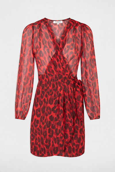 Wrap dress leopard print multico ladies'