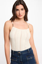 Knitted top thin straps ivory women