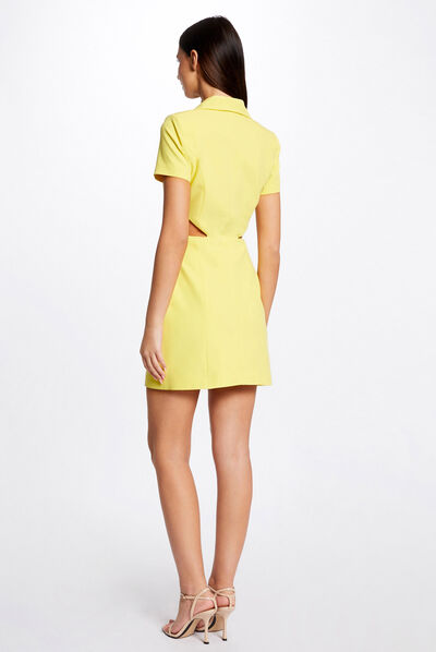 Wrap dress with openings yellow ladies'