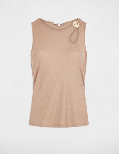 Jewel neck tank top taupe women