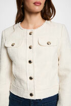 Short tweed jacket ivory women