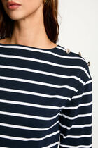 Striped long-sleeved t-shirt white women