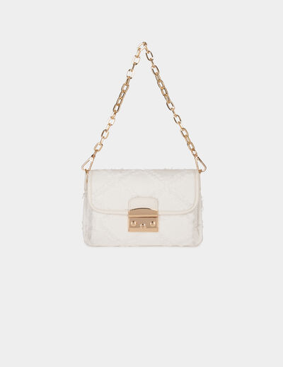 Clutch bag with fringes ivory women