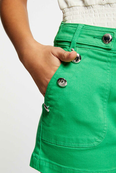Fitted short with buttons green ladies'