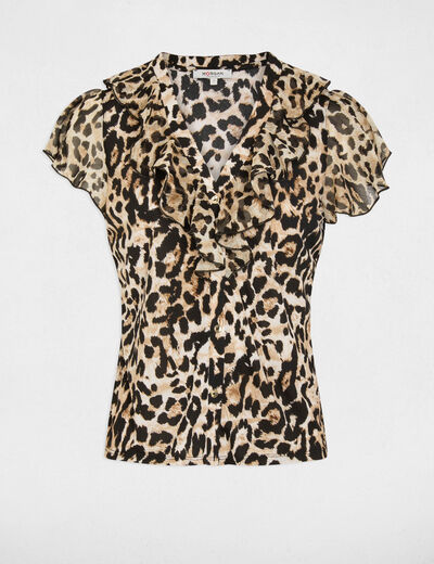 V-neck voile t-shirt multicolor women
