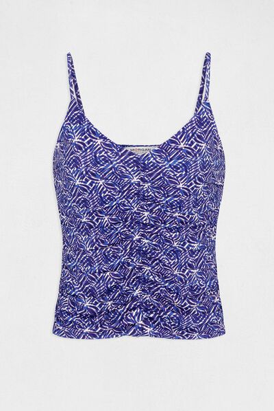 Printed vest top with thin straps blue ladies'