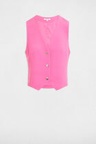 Gilet sans manches col en V rose femme