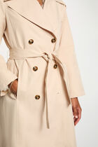 Trench long col tailleur sable femme