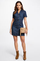 Robe courte ajustée en jean jean brut femme